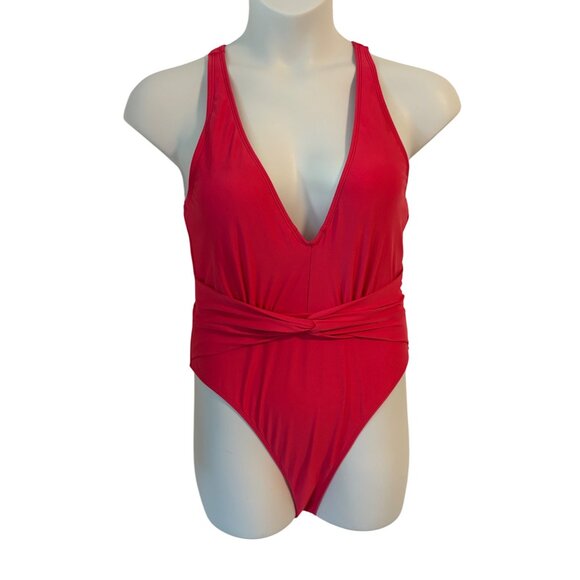 Cupshe Pink One Piece Swimsuit Knot Front Criss Cross Back Size Large Sexy Beach - Picture 3 of 8